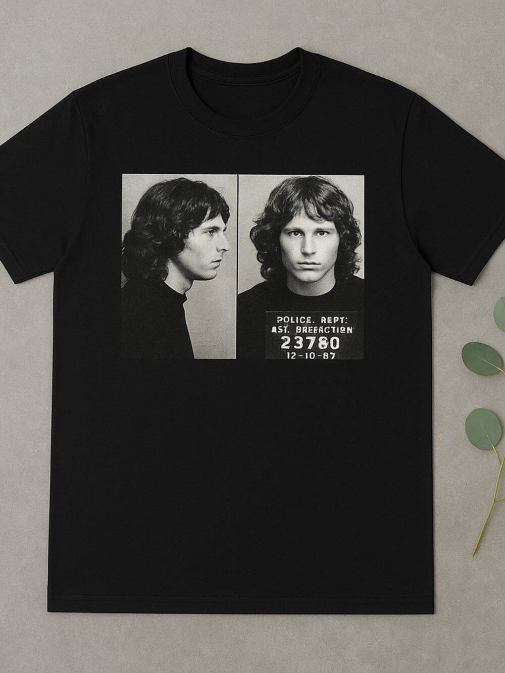 Vintage Rock Mugshot Graphic T-Shirt Black Retro Music Streetwear Tee